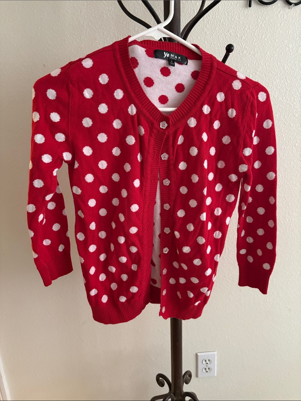 Ye Max Red Polka Dot Cardigan Sweater